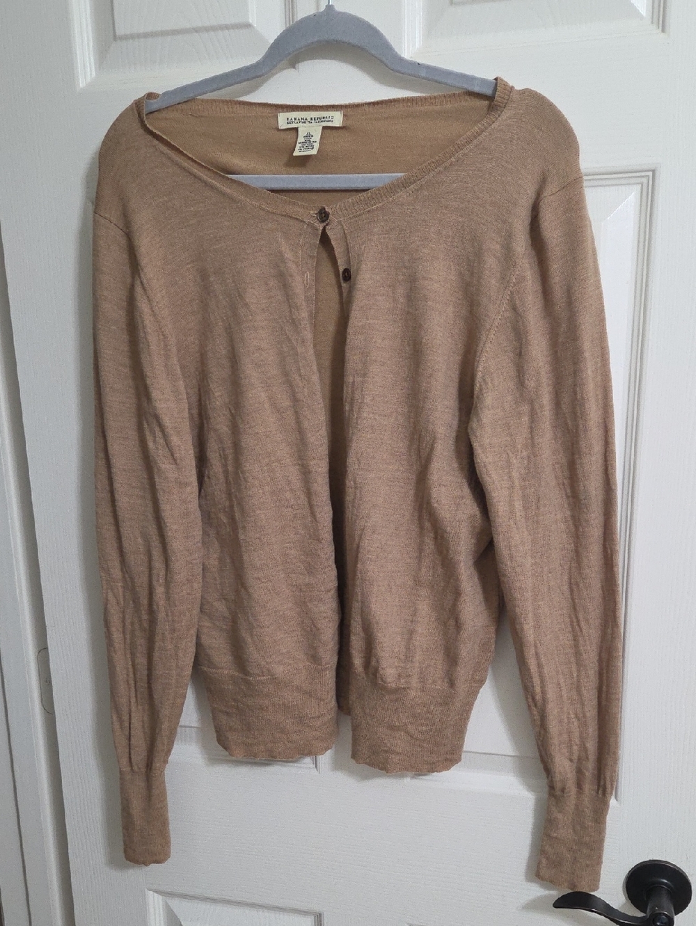 Banana Republic XL Lightweight Tan Button-Front Cardigan - Italian Merino Wool